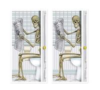 Giwnhvx Accessoires de Décoration d'halloween Squelette Horreur Explosion Américaine Affiche de Porte en Verre Facile à Utiliser