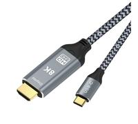 Giwnhvx Adaptateur de type C vers 1 m, 8 K 60 Hz USB C vers adaptateur compatible avec un taux de transfert de 48 Gbit/s, facile à installer