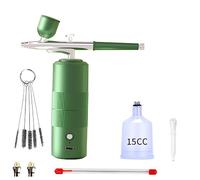 Giwnhvx Aérographe portable rechargeable sans fil avec compresseur double action outils pour le visage beauté nail art tatouage (vert)