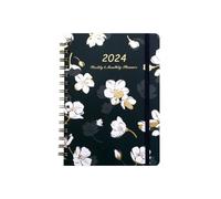 Giwnhvx Agenda 2024 semainier mensuel 2024 à spirale avec onglets, janvier à décembre 2024, 15,5 x 21,5 cm, A