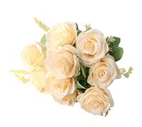 Giwnhvx Artificielle Bleu Roses Fleurs Soie Rose Bouquet de Fleurs Fleurs Artificielles Maison Jardin DéCoration de Mariage Roses Champagne