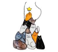 Giwnhvx Attrape-Soleil en Acrylique pour Sapin de Noël en Forme de Chat - Décoration à Suspendre - Décoration Colorée pour Fenêtre