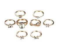 Giwnhvx Bagues Vintage Fantaisie Set Bohême Empilable Alliage Géométrique Cubique Joint Articulation Bagues Ensemble pour les Femmes Fine 8 Pièces/Ensemble