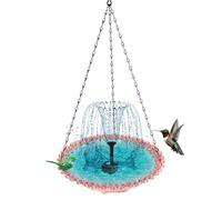 Giwnhvx Bain d'oiseaux à suspendre avec fontaine solaire pour oiseaux - Fontaine solaire pour oiseaux - Pour l'extérieur - Rose