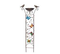 Giwnhvx Bain d'oiseaux en Plein Air, Jardin de Papillons, Treillis, Décoration de Cour, Bol de en Métal avec Cadre d'escalade pour Plantes