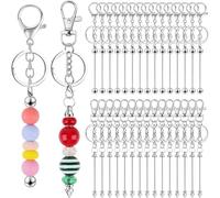 Giwnhvx Barres de Porte-Clés en Perles Métalliques, Barres de Porte-Clés Vierges Amovibles pour Bricolage, 30 Pièces