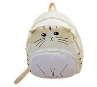 Giwnhvx Belle Impression De Chat Pour Les Adolescents Ladies Casual Mignon Bookbags (Crème)