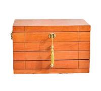 Giwnhvx Boîte à bijoux en bois massif de style vintage, grande capacité, boîte de rangement pour bijoux, boîte en bois, couleur B