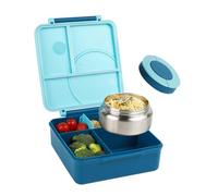 Giwnhvx Boîte à lunch avec bol en acier inoxydable, assiette en plastique, micro-ondes, bento compartimenté, boîte à déjeuner