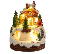 Giwnhvx Boîte à Musique de Noël Figurine de Noël Scène de Neige d'hiver Rotative Ornement Cadeau Étagère pour Enfants Restaurant