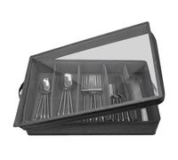 Giwnhvx Boîte de rangement pour couverts et ustensiles - Boîte de rangement pour argenterie avec séparateur réglable, 5 compartiments,