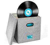 Giwnhvx Boîte de rangement pour disques vinyles avec couvercle et poignées - Organiseur pour disques vinyles - Décoration élégante - Porte-album de protection