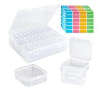 Giwnhvx Boîte de rangement pour perles, 30 boîtes transparentes en plastique pour stocker les perles, 1 boîte de travail artisanal avec couvercle charnier, 120 étiquettes