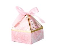Giwnhvx Boîtes à bonbons une tour avec pierres précieuses de 100 pièces, boîte en carton, boîte cadeau pour fête d'anniversaire de mariage, avec décoration de rubans, rose