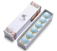 Giwnhvx Bord Plaqué Bas Chinois Et Élégant Tasse à thé en Céramique Ensemble de thé en Céramique Ensemble Cadeau Premium-Bleu