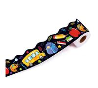 Giwnhvx Bordure autocollante festonnée pour tableau d'affichage de la rentrée scolaire, 20,7 m pour décoration de salle de classe, noir