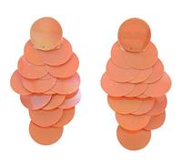 Giwnhvx Boucles d'oreilles à tige en forme d'écailles de poisson en plastique avec pendentif en forme de cercle à paillettes Orange