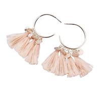 Giwnhvx Boucles d'oreilles pendantes ethniques vintage avec franges en coton - Rose