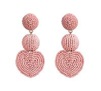 Giwnhvx Boucles d'oreilles pendantes rondes style ethnique bohème avec perles de riz pour mariage Rose clair