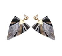 Giwnhvx Boucles D'Oreilles Suspendues de Gland Frangé Raphia Série de Couleur Mixte Géométrique À La Mode Pour Dames Noir Et Blanc