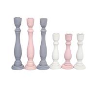 Giwnhvx Bougeoirs en Bois pour Bougies Piliers, Bougeoirs de Ferme Solides pour la Décoration Intérieure, Cheminée (6 Pièces)