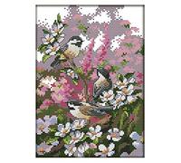 Giwnhvx Bricolage 11CT Estampé Point de Croix Arts Artisanat Kits de Couture à la Main Broderie Pré-ImpriméE pour Les DéButants Motif-Trois Oiseaux