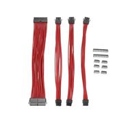 Giwnhvx Câble d'extension tressé de 23,9 cm pour boîtier de PC, peigne inclus, ATX 24 broches, PCIE 6 + 2 broches, CPU 4 + 4 broches, rouge