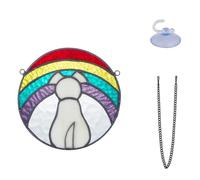 Giwnhvx Cadeaux commémoratifs ronds pour animaux de compagnie pour chiens, style de décoration parfait pour les amoureux des chiens à accrocher à la fenêtre en verre coloré