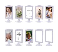 Giwnhvx Cadres Photo Double Face sur Pied 4x6 Pouces Cadres Photo sur Pied 2 Côtés Cadres Photo en Plastique Blanc Ensemble de Cadres Photo pour L'Affichage