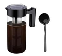 Giwnhvx Cafetière à infusion à froid, pichet à café glacé de 1,2 l avec filtre en maille, carafe de fabrication de café glacé en verre pour réfrigérateur, noir, 1300 ml, 24,5 x 10 cm