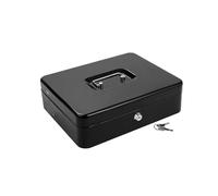 Giwnhvx Caisse en métal avec plateau et serrure à clé, caisse pour espèces avec fermeture à plusieurs niveaux, coffre-fort résistant avec 4 billets, 5 emplacements pour pièces