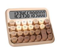 Giwnhvx Calculatrice de bureau mignonne à 12 chiffres, interrupteur mécanique, grand écran LCD, grand bouton, dégradé marron
