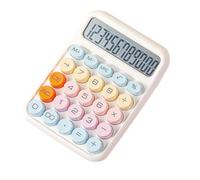 Giwnhvx Calculatrice mécanique avec grand écran LCD et gros bouton rond - Calculatrice colorée - Convient pour le bureau, l'école - Blanc
