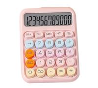 Giwnhvx Calculatrice mécanique avec grand écran LCD et gros bouton rond - Calculatrice colorée - Idéale pour le bureau, l'école - Rose