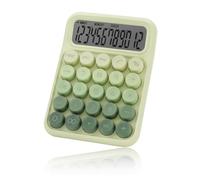 Giwnhvx Calculatrice mécanique de bureau, jolie calculatrice à gros boutons avec grand écran LCD à 12 chiffres, accessoires de bureau, vert