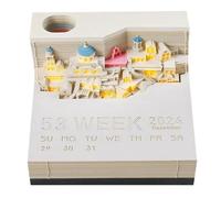 Giwnhvx Calendrier de bureau 2024 avec lumière LED - Calendrier 3D sculpté sur papier - Bloc-notes facile à utiliser
