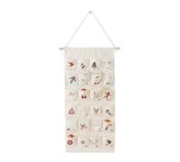 Giwnhvx Calendrier de Noël en Tissu avec PochesCalendrier de Compte à Rebours de 24 JoursSac de Rangement à Suspendre pour Les Vacances de NoëlDécoration Murale de