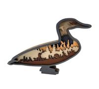 Giwnhvx Canard Sculpté Multicouche, Statue de Canard Silhouette, Adapté à la Chambre à Coucher, Bureau, Étagère de Maison, Artisanat en Bois de Canard Animal