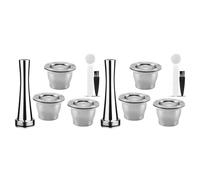 Giwnhvx Capsules Réutilisables, Acier Inoxydable, 6 Pcs Pad Rechargeables pour + 2 Pressino + 2 Cuillère + 2 Pinceau