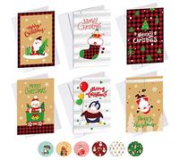 Giwnhvx Carte de Nouvel An 90 pièces, fête du Père Noël, carte de bénédiction pliable, autocollant enveloppe de Noël, chèque cadeau