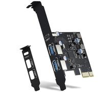 Giwnhvx Carte d'extension USB PCIE 18 W, PCI Express 3 ports (Type C, 2 x Type A) PCIe USB 3.0 Carte d'extension à charge rapide