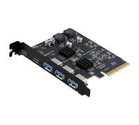 Giwnhvx Carte D'extension USB3.2 GEN2 Carte Adaptateur PCI-e 4X 10 Gbit/s Portable Carte Double Puce Type-C Type-A,A