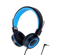 Giwnhvx Casque filaire coloré pour enfants, ordinateur portable, tablette, téléphone pour apprendre en ligne, casque facile à installer, facile à utiliser, noir + bleu