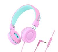 Giwnhvx Casque filaire coloré pour enfants, ordinateur portable, tablette, téléphone pour apprendre en ligne, casque facile à utiliser, rose