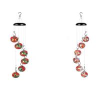 Giwnhvx Charmants Carillons Éoliens Mangeoires à Oiseaux pour L'Extérieur, Boule de Mangeoire à Oiseaux pour Décoration de Jardin Extérieur Rouge + Orange