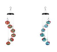 Giwnhvx Charmants Carillons Éoliens Mangeoires à Oiseaux pour L'Extérieur, Boule de Mangeoire à Oiseaux pour Décoration de Jardin Extérieur Rouge + Bleu