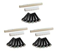 Giwnhvx Chevalet en os pour guitare acoustique à 6 cordes et sillet et 18 chevilles en ébène blanc + noir