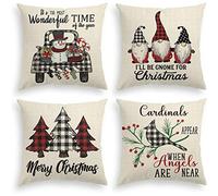 Giwnhvx Christmas GNOME Truck Bonhomme de neige Arbre de Noël Housse de coussin, décoration de coussin de vacances d'hiver