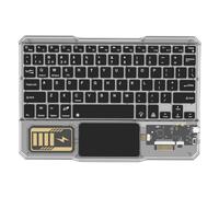 Giwnhvx Clavier lumineux sans fil rechargeable avec pavé tactile Bluetooth pour téléphone PC tablette gaming Noir
