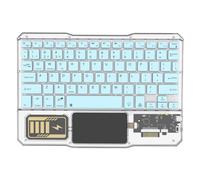 Giwnhvx Clavier lumineux sans fil rechargeable avec pavé tactile Bluetooth pour téléphone, PC, tablette, jeu bleu clair
